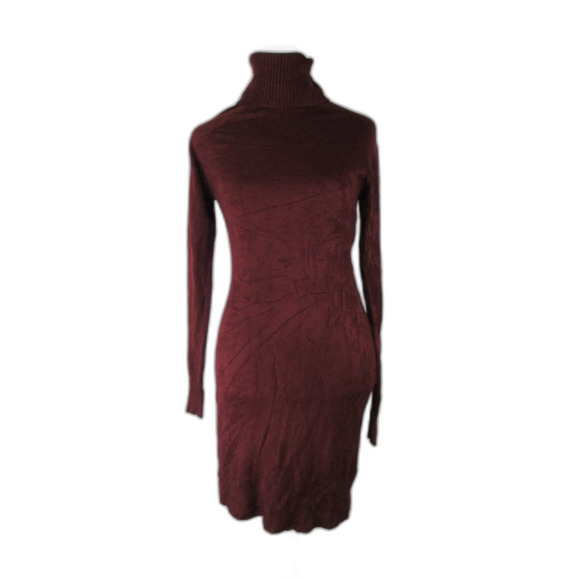Forever 21 Sweater Dress Burgundy Turtleneck Long Sleeve Acrylic S (RK81) - Picture 2 of 10